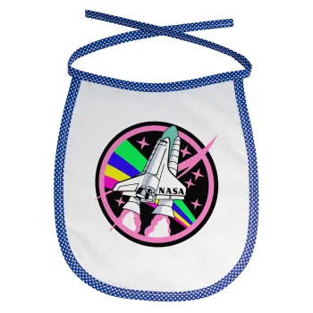 NASA pink, Σαλιάρα μωρού αλέκιαστη με κορδόνι Μπλε