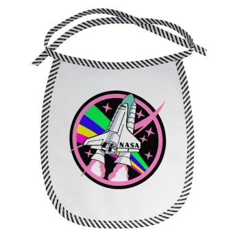 NASA pink, Σαλιάρα μωρού αλέκιαστη με κορδόνι Μαύρη