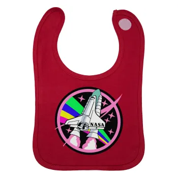 NASA pink, Σαλιάρα με Σκρατς Κόκκινη 100% Organic Cotton (0-18 months)