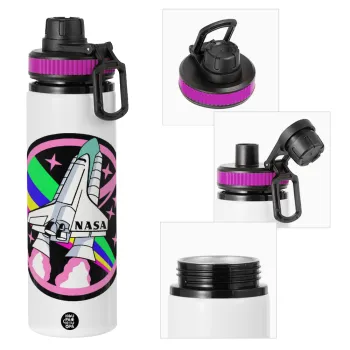 NASA pink, Metallic water bottle with safety lid, 850ml aluminum