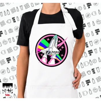 NASA pink, Ποδιά μακριά Σεφ ολόσωμη με τσέπες white (ΕΝΗΛΙΚΩΝ)