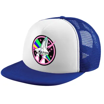 NASA pink, Καπέλο Ενηλίκων Soft Trucker με Δίχτυ Blue/White (POLYESTER, ΕΝΗΛΙΚΩΝ, UNISEX, ONE SIZE)
