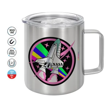NASA pink, Double-walled stainless steel mug 300ml with temperature-retaining lid