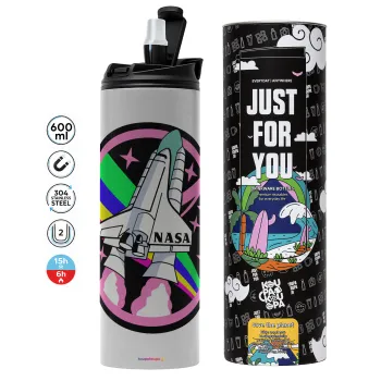 NASA pink, Tumbler stainless steel GREY 600ml
