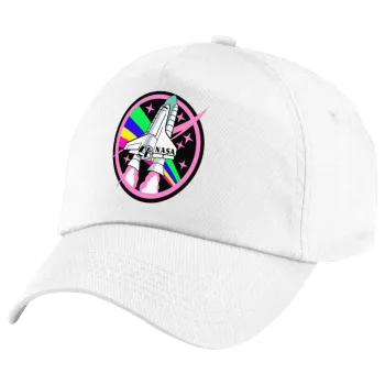NASA pink, Πεντάφυλλο καπέλο Λευκό, 100% Βαμβακερό (Twill), με ρύθμιση, unisex