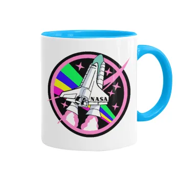 NASA pink, Κούπα χρωματιστή γαλάζια, κεραμική, 330ml
