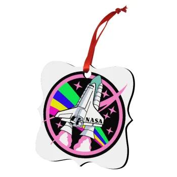 NASA pink, Στολίδι Χριστουγεννιάτικο στολίδι polygon ξύλινο 7.5cm