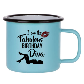I am the fabulous Birthday Diva, Κούπα Μεταλλική εμαγιέ ΜΑΤ σιέλ 360ml