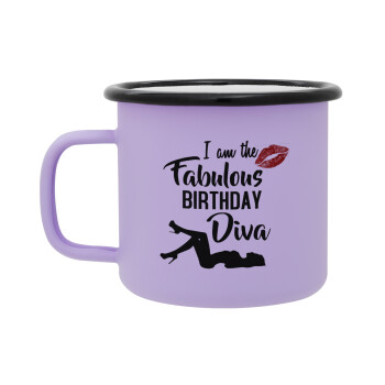 I am the fabulous Birthday Diva, Κούπα Μεταλλική εμαγιέ ΜΑΤ Light Pastel Purple 360ml