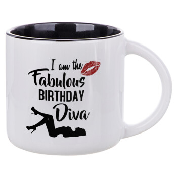 I am the fabulous Birthday Diva, Κούπα κεραμική 400ml Λευκή/Μαύρη