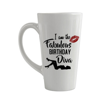 I am the fabulous Birthday Diva, Κούπα κωνική Latte Μεγάλη, κεραμική, 450ml