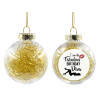 Transparent Christmas tree ball ornament with gold filling 8cm