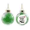 Transparent Christmas tree ball ornament with green filling 8cm