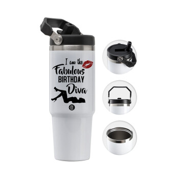 I am the fabulous Birthday Diva, 30oz stainless Steel Tumbler with Handle