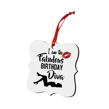 I am the fabulous Birthday Diva, Στολίδι Χριστουγεννιάτικο στολίδι polygon ξύλινο 7.5cm