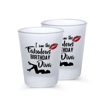 I am the fabulous Birthday Diva, Σφηνοπότηρα γυάλινα 45ml του πάγου (2 τεμάχια)