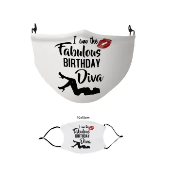 I am the fabulous Birthday Diva, Μάσκα υφασμάτινη παιδική πολλαπλών στρώσεων με υποδοχή φίλτρου