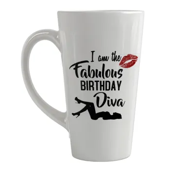I am the fabulous Birthday Diva, Κούπα κωνική Latte Μεγάλη, κεραμική, 450ml