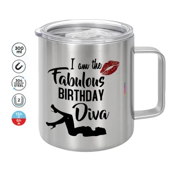 I am the fabulous Birthday Diva, Mug Stainless steel double wall 300ml