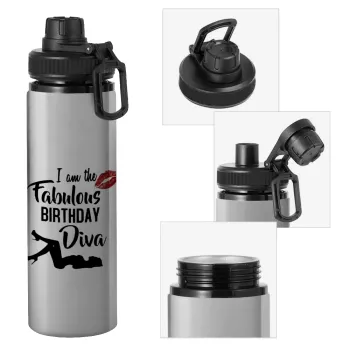 I am the fabulous Birthday Diva, Metallic water bottle with safety cap, 850ml aluminum