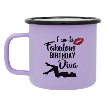 I am the fabulous Birthday Diva, Κούπα Μεταλλική εμαγιέ ΜΑΤ Light Pastel Purple 360ml