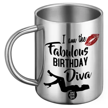 I am the fabulous Birthday Diva, BIG Mug Stainless steel double wall (450ml)