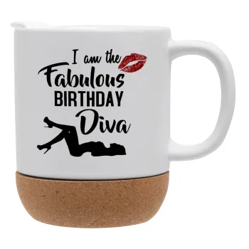 I am the fabulous Birthday Diva, Ceramic coffee mug Cork (MAT), 330ml
