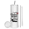 Tumbler stainless steel 600ml, with metal straw & cleaning brush