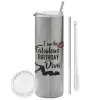 Tumbler stainless steel Silver 600ml, with metal straw & cleaning brush