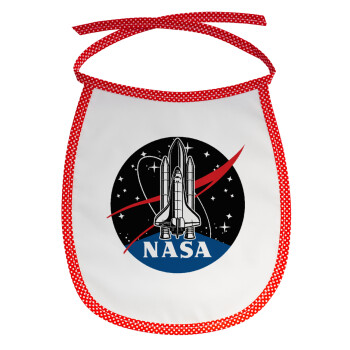 NASA Badge, Σαλιάρα μωρού αλέκιαστη με κορδόνι Κόκκινη