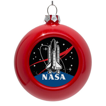 NASA Badge, Red Christmas tree ornament bauble 8cm