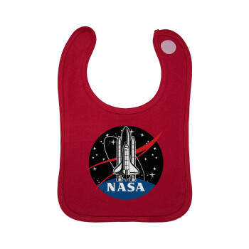 NASA Badge, Σαλιάρα με Σκρατς Κόκκινη 100% Organic Cotton (0-18 months)