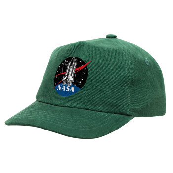 NASA Badge, Καπέλο παιδικό Baseball, 100% Βαμβακερό Drill, ΠΡΑΣΙΝΟ (ΒΑΜΒΑΚΕΡΟ, ΠΑΙΔΙΚΟ, ONE SIZE)