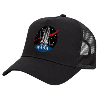 NASA Badge, Trucker Hat with Mesh, Black, (COTTON, KIDS, UNISEX, ONE SIZE)