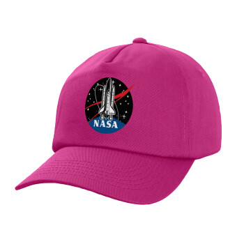 NASA Badge, Καπέλο παιδικό Baseball, 100% Βαμβακερό Twill, Φούξια (ΒΑΜΒΑΚΕΡΟ, ΠΑΙΔΙΚΟ, UNISEX, ONE SIZE)