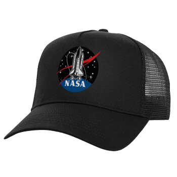 NASA Badge, Καπέλο Structured Trucker, Μαύρο, 100% βαμβακερό