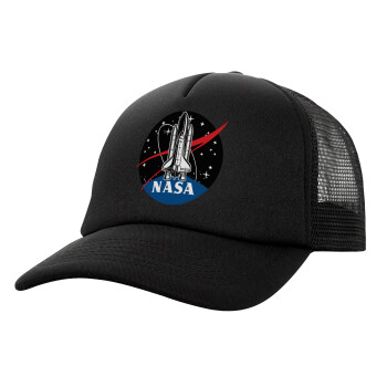 NASA Badge, Καπέλο Ενηλίκων Soft Trucker με Δίχτυ Μαύρο (POLYESTER, ΕΝΗΛΙΚΩΝ, UNISEX, ONE SIZE)