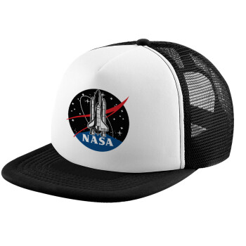 NASA Badge, Καπέλο Ενηλίκων Soft Trucker με Δίχτυ Black/White (POLYESTER, ΕΝΗΛΙΚΩΝ, UNISEX, ONE SIZE)