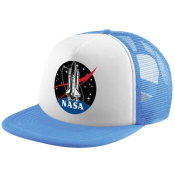 NASA Badge, Child's Soft Trucker Hat with Blue/White Mesh (POLYESTER, CHILD, ONE SIZE)