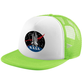 NASA Badge, Καπέλο Soft Trucker με Δίχτυ Πράσινο/Λευκό