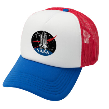 NASA Badge, Καπέλο Ενηλίκων Soft Trucker με Δίχτυ Red/Blue/White (POLYESTER, ΕΝΗΛΙΚΩΝ, UNISEX, ONE SIZE)