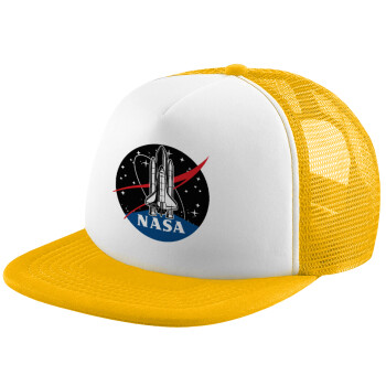 NASA Badge, Καπέλο παιδικό Soft Trucker με Δίχτυ Κίτρινο/White 