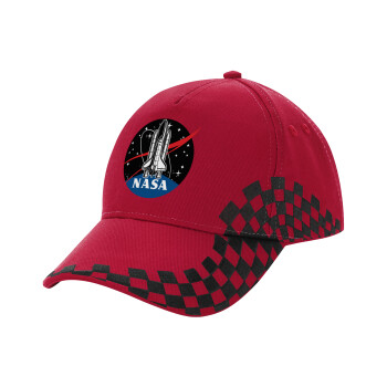 NASA Badge, Adult Cap RACING Ultimate Red/Black, (100% COTTON DRILL, ADULT, UNISEX, ONE SIZE ADULT)