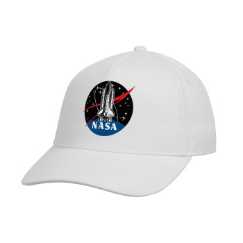 NASA Badge, Καπέλο Ενηλίκων Baseball, Drill, Λευκό (100% ΒΑΜΒΑΚΕΡΟ, ΕΝΗΛΙΚΩΝ, UNISEX, ONE SIZE)