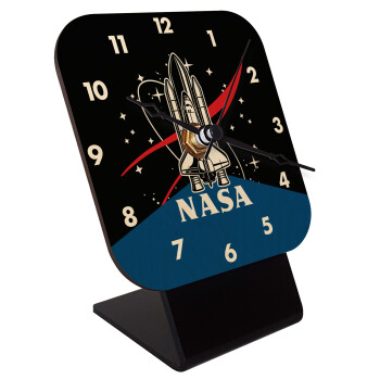 NASA Badge, Quartz Table clock in natural wood (10cm)