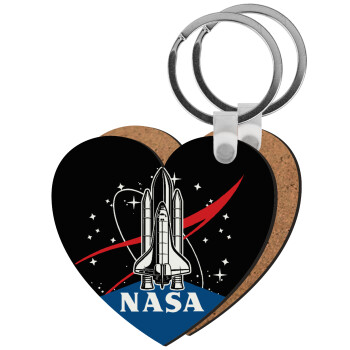 NASA Badge, Μπρελόκ Ξύλινο καρδιά MDF