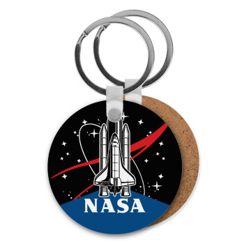 NASA Badge, Μπρελόκ Ξύλινο στρογγυλό MDF Φ5cm