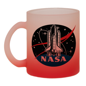 NASA Badge, Κούπα γυάλινη δίχρωμη με βάση το κόκκινο ματ, 330ml