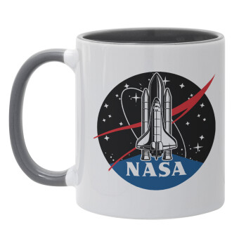 NASA Badge, Κούπα χρωματιστή γκρι, κεραμική, 330ml