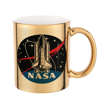 NASA Badge, Mug ceramic, gold mirror, 330ml
